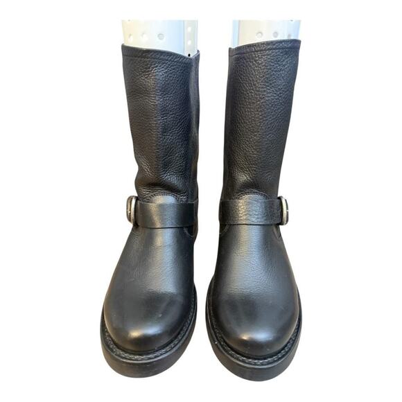 Frye Veronica Short Moto Engineer Boot Black Leather Women size 5.5 NWOT - Picture 3 of 8